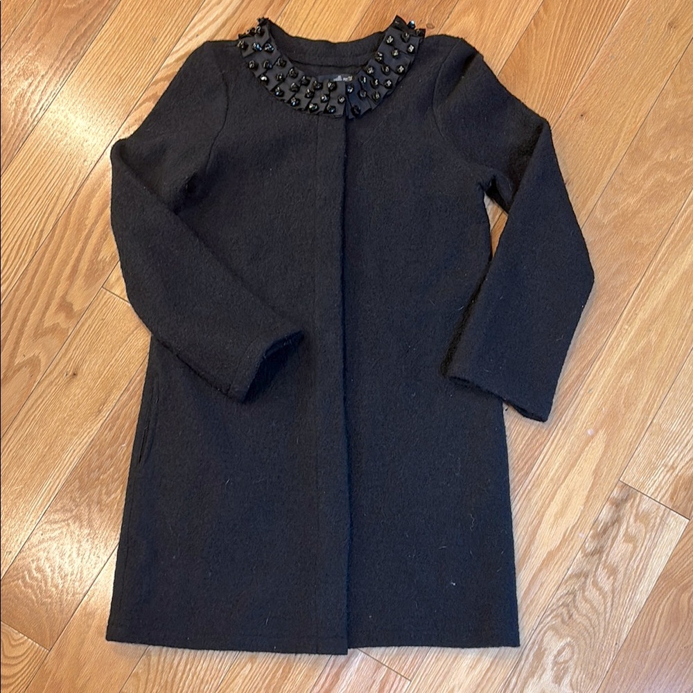 Willi Smith Boiled wool Duster jacket with Embellished Collar